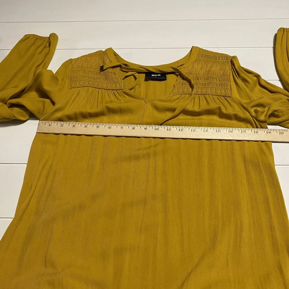 Maeve by Anthropologie Ragonda Yellow Tunic Dress Long Sleeve‎ Women's size 8